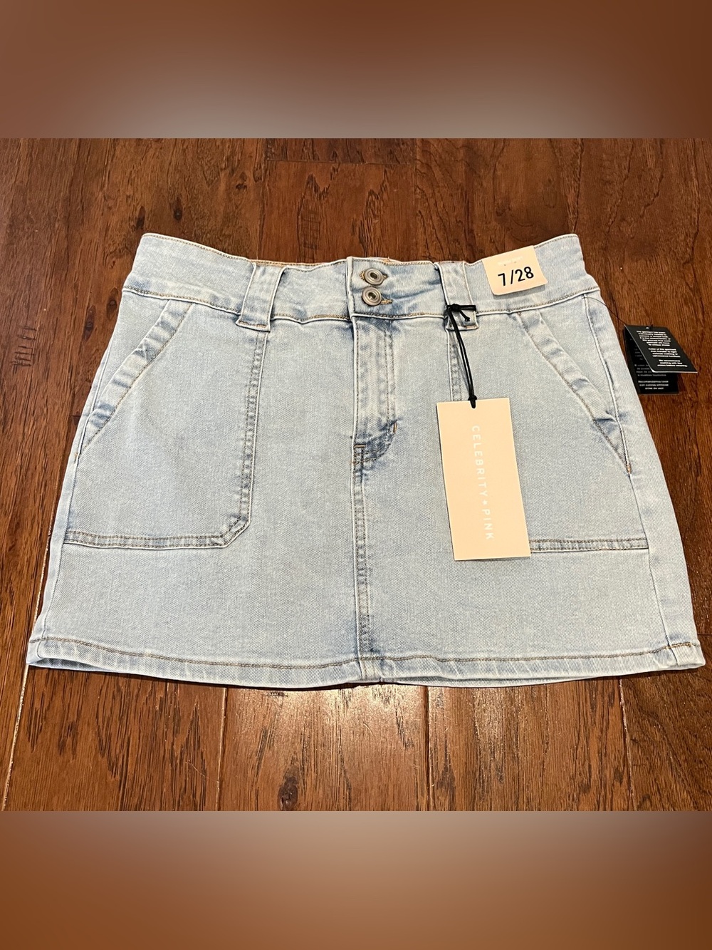Celebrity Pink Light Wash Denim Mini Skirt